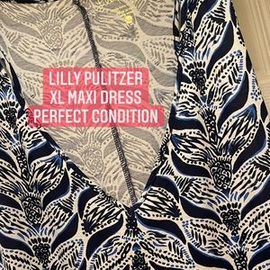 Lilly Pulitzer XL Maxi Dress Whale Tail Print
